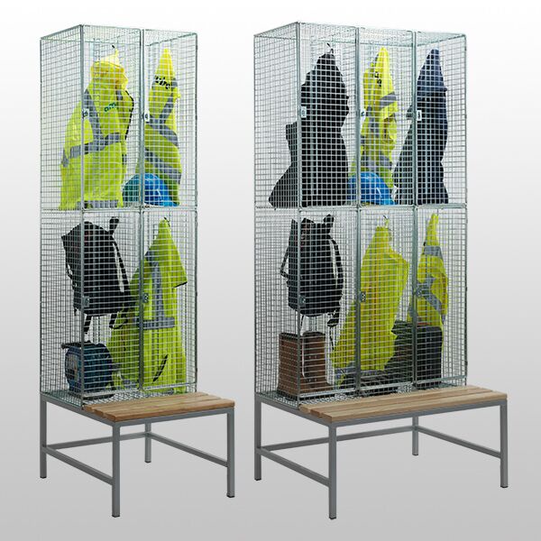 2 Door Mesh Locker with Bench Seating Nested