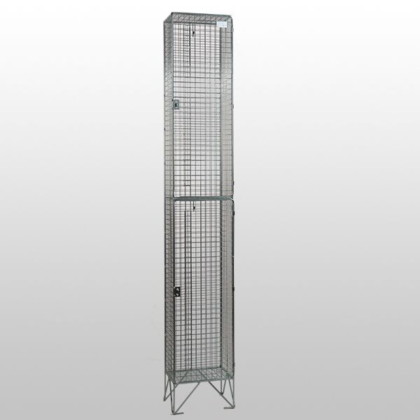 2 Door Nest of 1 Stainless Steel Mesh Locker by AMP Wire