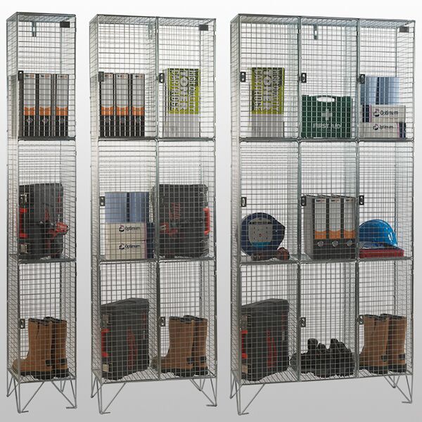 3 Door Wire Mesh Lockers by AMP Wire