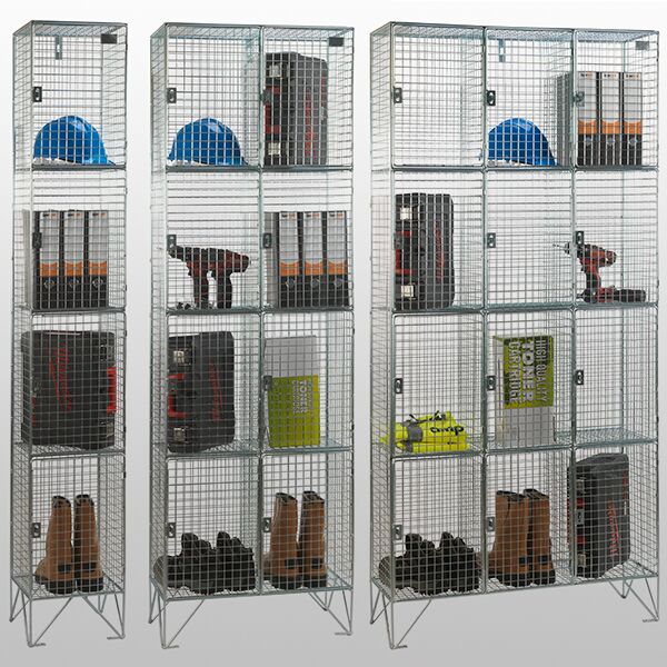 4 Door Wire Mesh Lockers by AMP Wire