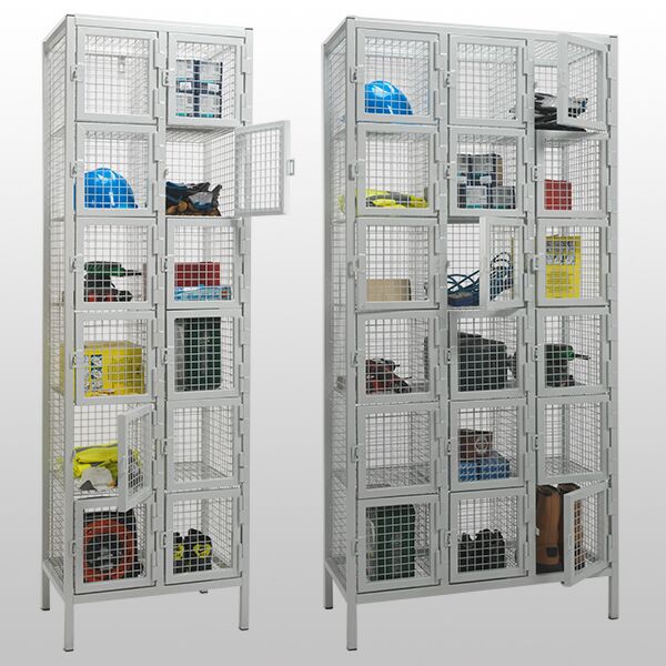 6 Door Heavy Duty Wire Mesh Lockers by AMP Wire