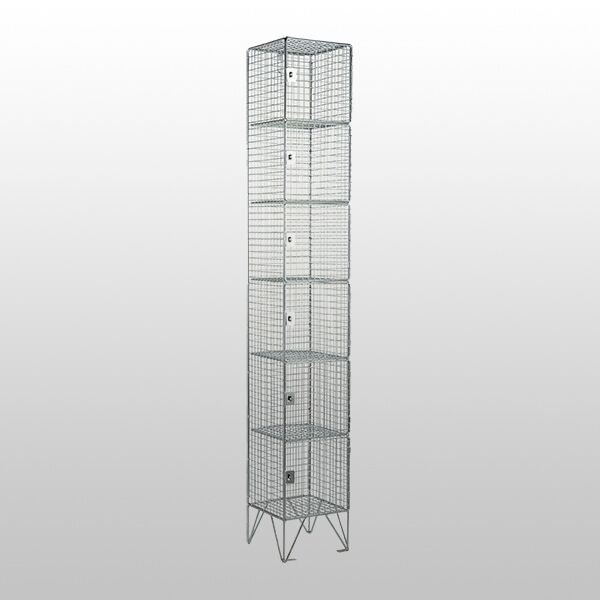 6 Door Nest of 1 Stainless Steel Mesh Locker by AMP Wire