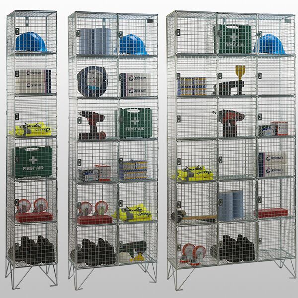 6 Door Wire Mesh Lockers by AMP Wire