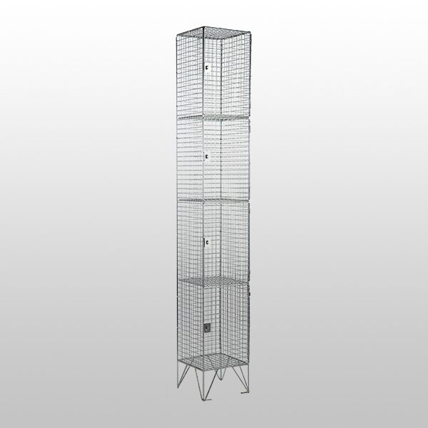 4 Door Nest of 1 Stainless Steel Mesh Locker by AMP Wire